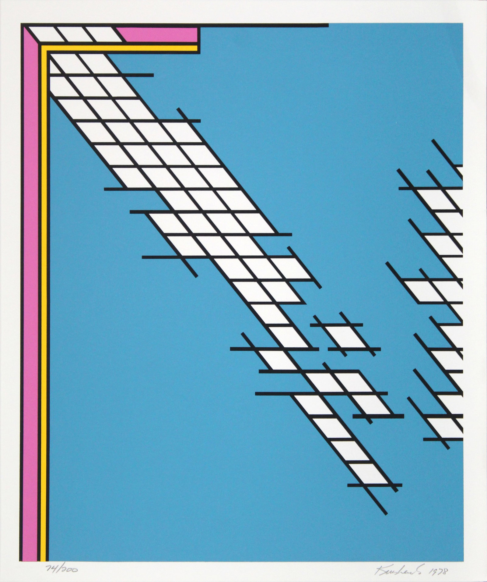 Nicholas Krushenick - Tail Gate: Artist: Nicholas Krushenick Title: Tail Gate Year: 1978 Dimensions: 34 x 26 in. Edition: From the rare limited edition of 200 Medium: Original serigraph on paper Condition: Excellent Signature