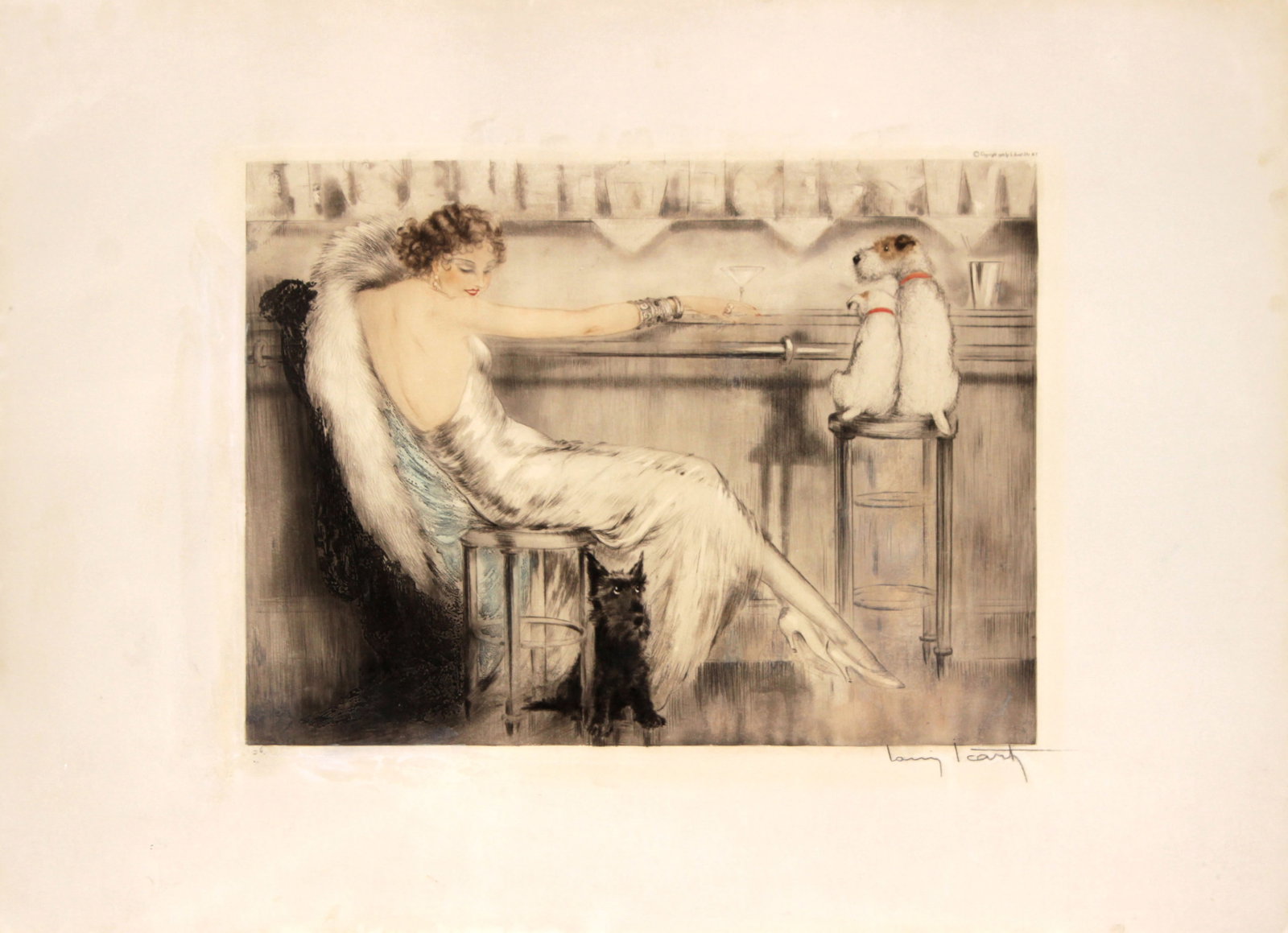 Louis Icart - Martini: Artist: Louis Icart Title: Martini Year: 1932 Dimensions: 12 1/2 x 16 1/2 in. Edition: From the rare limited edition of aprx. 250 Suite: Medium: