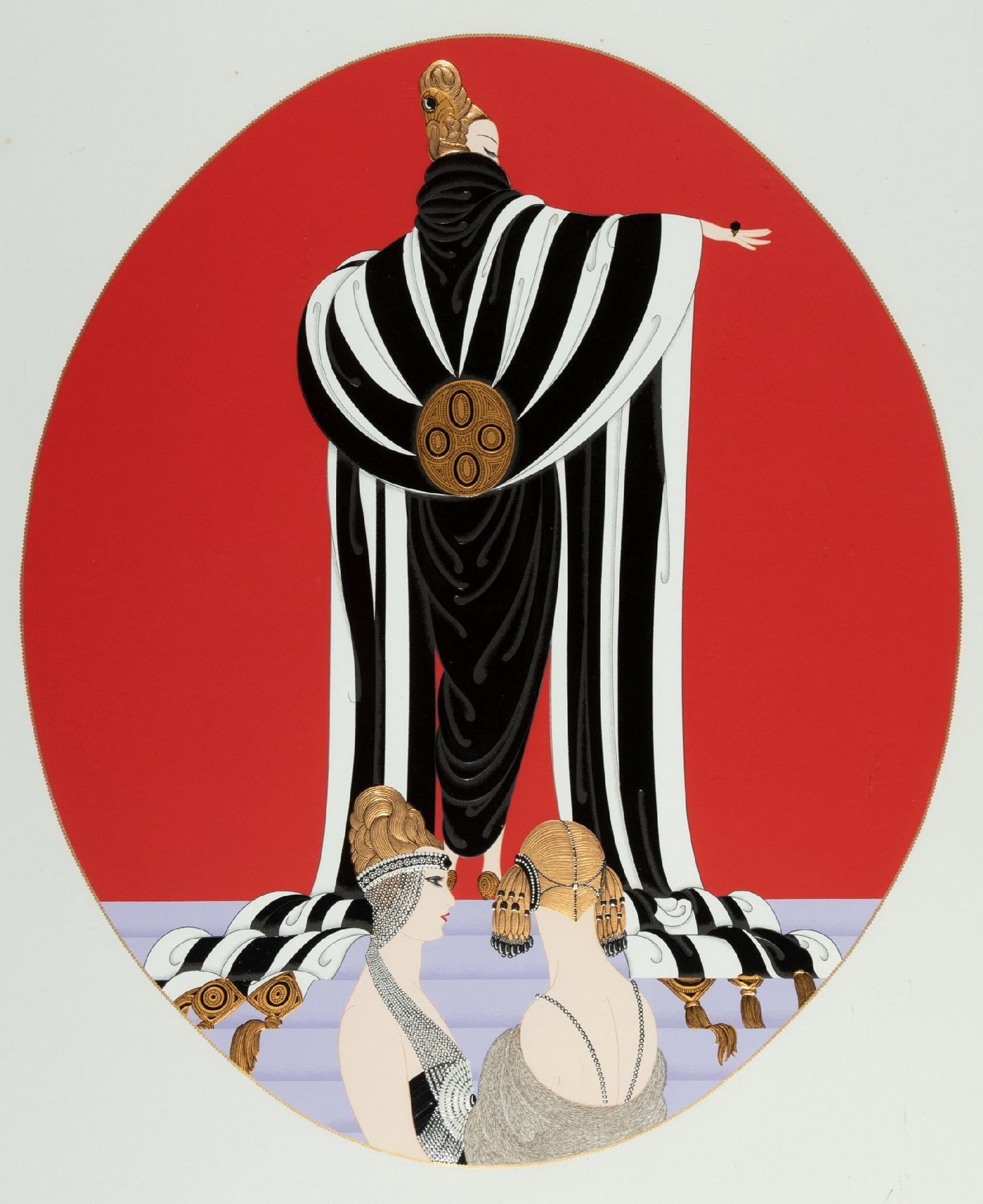 Erte - Monaco: Artist: Erte Title: Monaco Year: 1986 Dimensions: 39 1/2 x 28 1/2 in. Edition: from the limited edition of CL Publisher: Chalk & Vermilion Fine Arts, Ltd. Medium: Serigraph in colors with foil