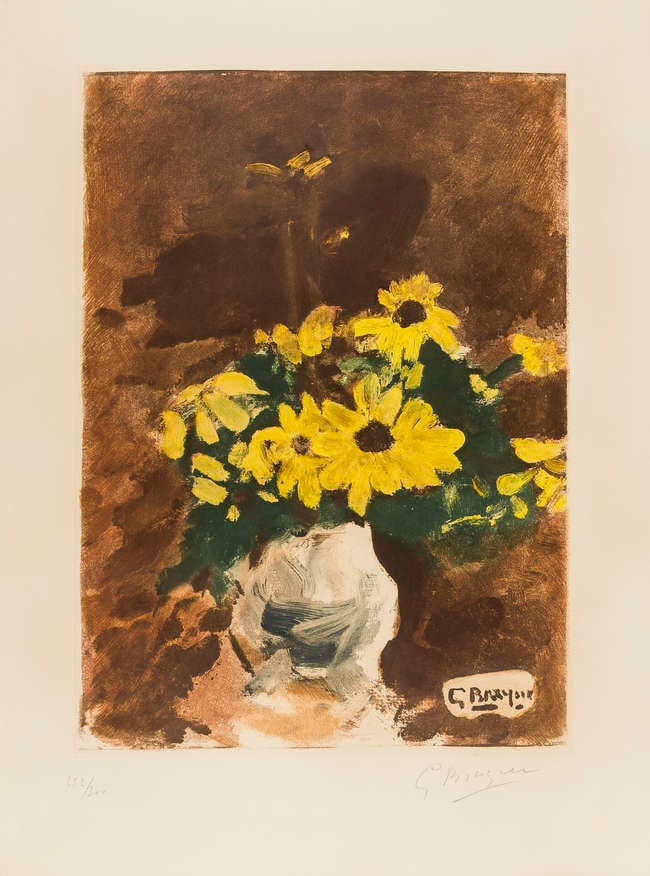 Georges Braque (After) - Vase de Fleurs Jaunes: Artist: Georges Braque (After) Title: Vase de Fleurs Jaunes Year: c. 1955 Dimensions: 19 1/4 x 13 3/4 in. Edition: From the rare limited edition of 300 Publisher: Paris, Maeght Medium: Original