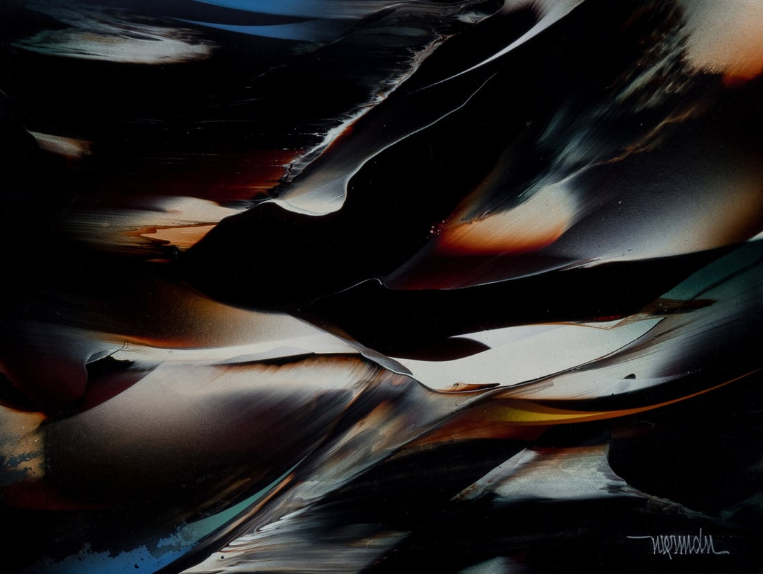 Leonardo Nierman - Glacier: Artist: Leonardo Nierman Title: Glacier Year: 2005 Dimensions: 12 1/4 x 16 1/4 in. Edition: Original work of art Medium: Acrylic on board Condition:<