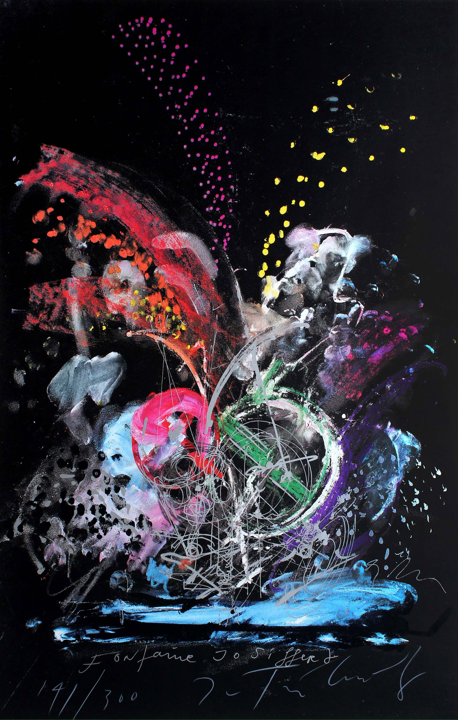 Jean Tinguely - Fontaine Joe Syffert: Artist: Jean Tinguely Title: Fontaine Joe Syffert Year: 1984 Dimensions: 41 1/4 x 28 7/8 in. Edition: 141 from the limited edition of 250 Publisher: The Museum of Contemporary Art Medium: Original