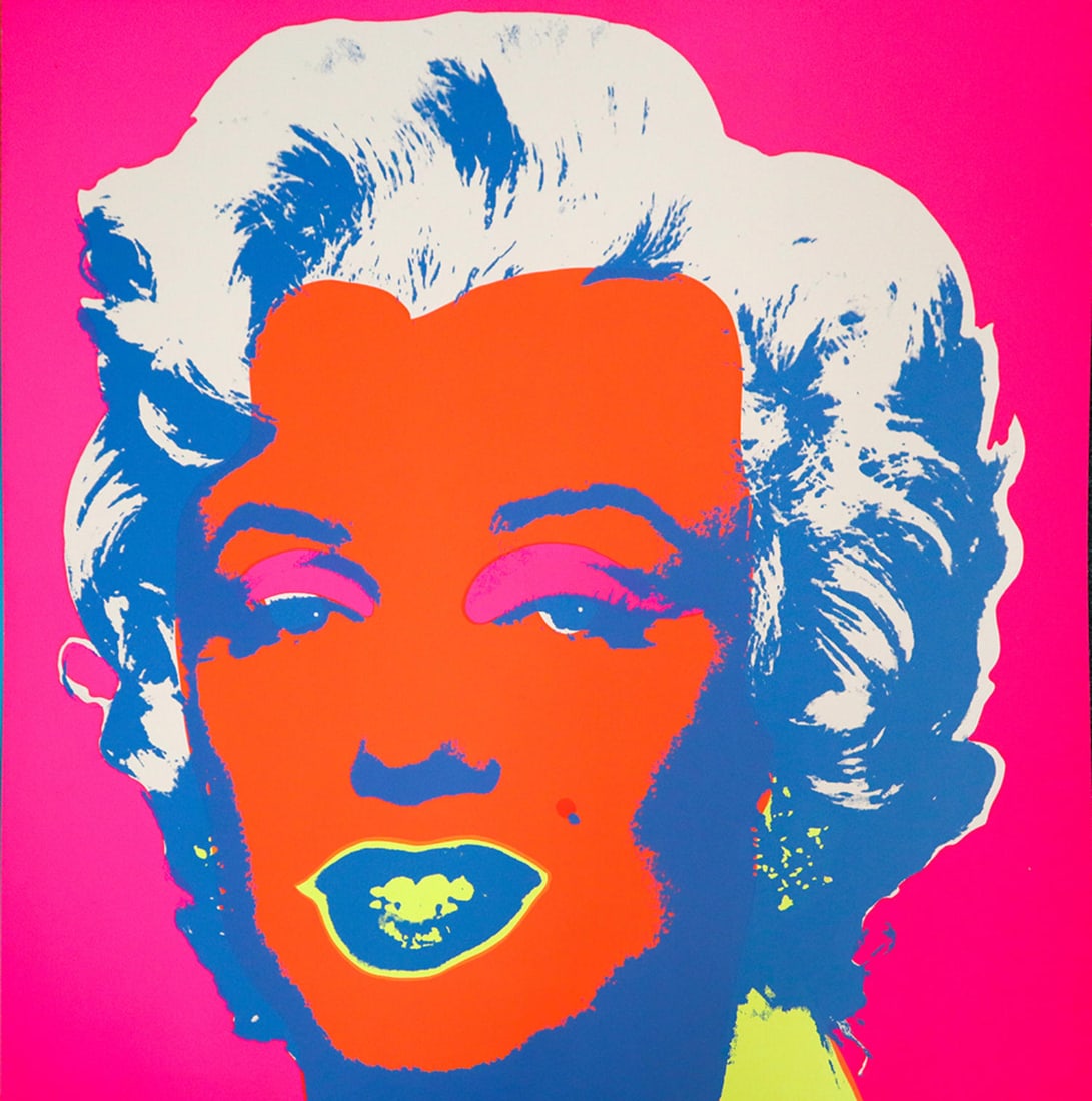 Andy Warhol After - Marilyn (Orange/Pink): Artist: Andy Warhol After Title: Marilyn (Orange/Pink) Dimensions: 35.3in. by 35.3in. Edition: From the "Sunday B. Morning" edition Medium: Screenprint on museum board