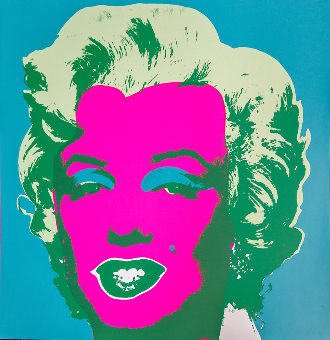 Andy Warhol After - Marilyn (Blue/Pink): Artist: Andy Warhol After Title: Marilyn (Blue/Pink) Dimensions: 35.3in. by 35.3in. Edition: From the "Sunday B. Morning" edition Medium: Screenprint on museum board <