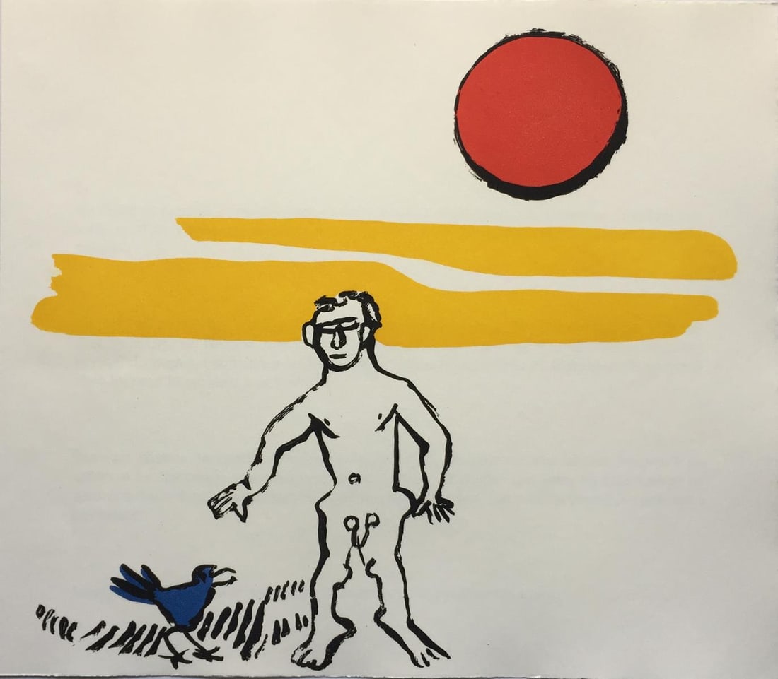 Alexander Calder - Untitled (Man and Bird): Artist: Alexander Calder Title: Untitled (Man and Bird) Year: 1976 Dimensions: 16 1/4in. by 17 3/4in. Edition: From the Rare Limited Edition of 200 Publisher: Maeght Suite: Le Sacrilege d'Alan Kent