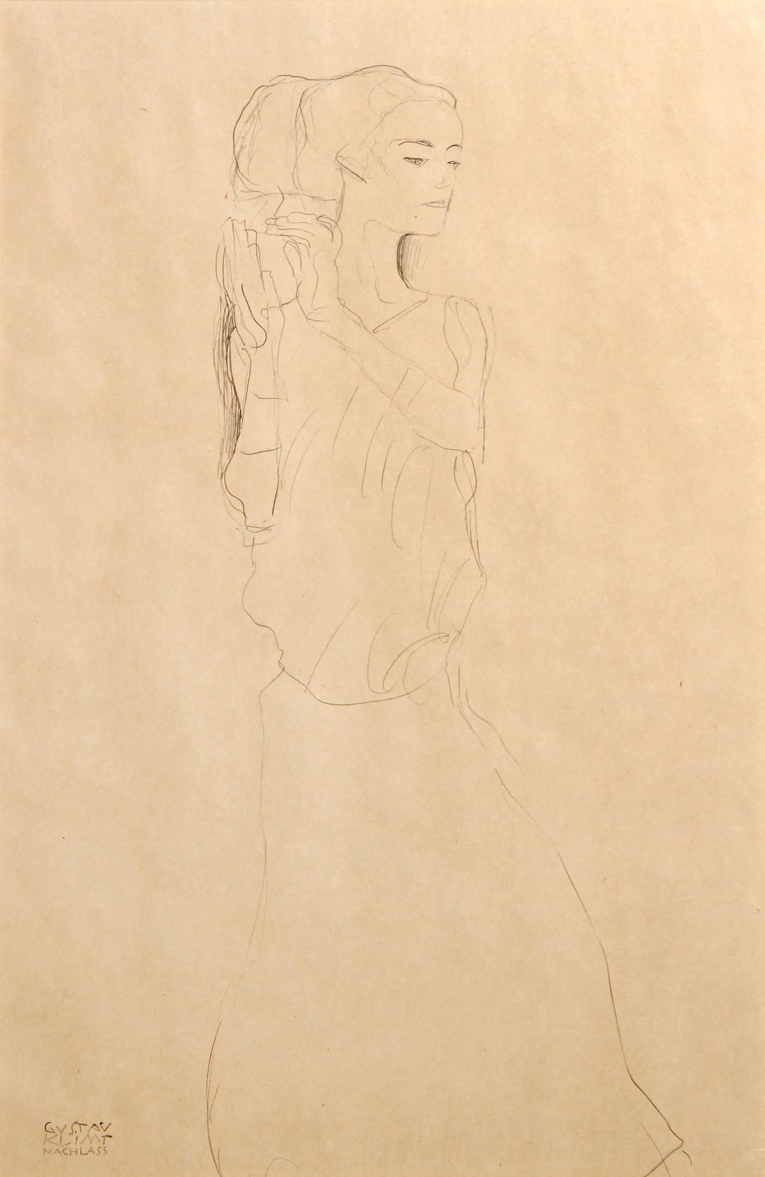 Gustav Klimt (After) - Woman in Gown: Artist: Gustav Klimt (After) Title: Woman in Gown Year: 1985 Dimensions: 21.5in. by 14.5in. Edition: From the rare limited edition of 1000 Publisher: Akademische Druck-u. Verlagsanstalt Suite: