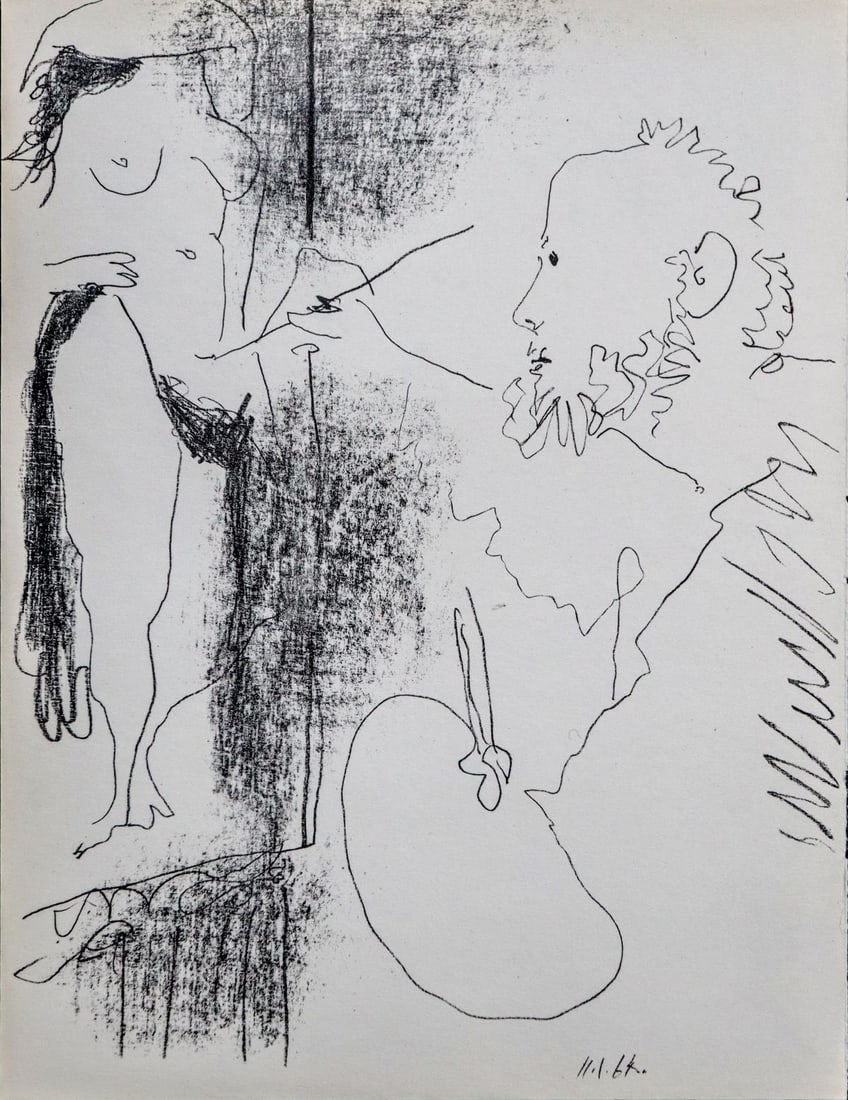 Pablo Picasso - Le peintre et son modele II: Artist: Pablo Picasso Title: Le peintre et son modele II Year: 1964 Dimensions: 7.5in. by 10in. Edition: From the rare limited edition Suite: lithographe Medium: Original lithograph on paper