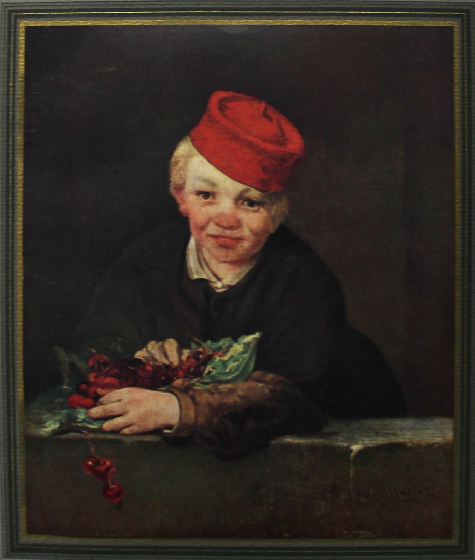 Edouard Manet (After) - L'Enfant aux Cerises: Artist: Edouard Manet (After) Title: L'Enfant aux Cerises Dimensions: 10in. by 12in. Medium: Offset Lithograph Condition: Excellent Signature Details: Signed in the Plate Comes with Letter of