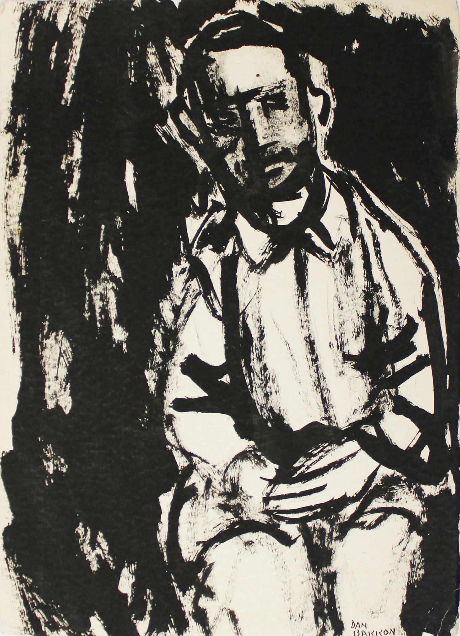 Dan Barron - Untitled Figure: Artist: Dan Barron Title: Untitled Figure Dimensions: 15in. by 11in. Edition: Unique One of a Kind Artwork Medium: Ink Wash on Paper Condition: Excellent Signature Details: Hand Signed in Ink by