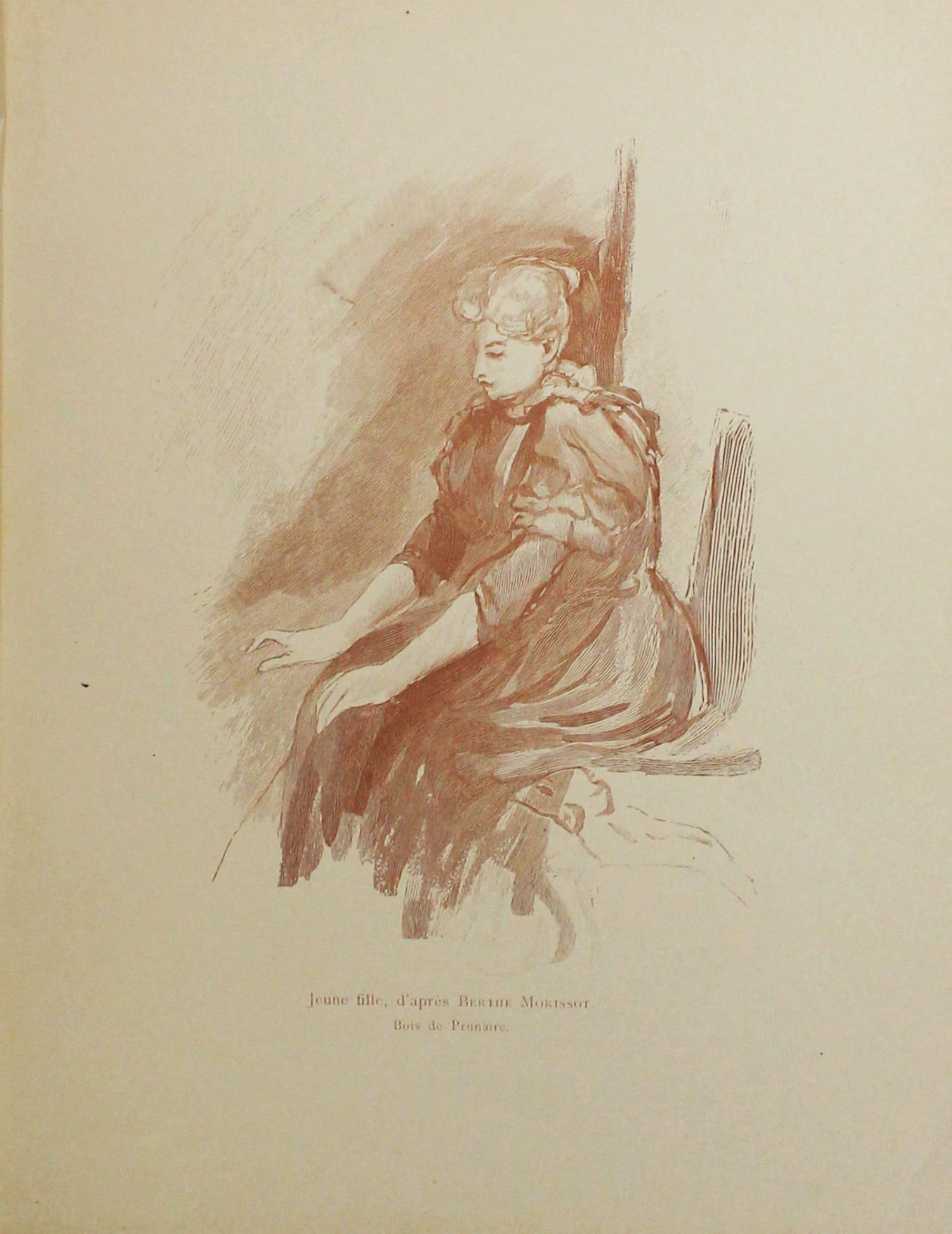 Berthe Morissot 1906 (After) - Jeune Fille: Artist: Berthe Morissot 1906(After) Title: Jeune Fille Year: 1906 Dimensions: 6 1/2in. by 4 1/2in. Edition: From the Rare Limited Edition Publisher: Floury Paris Suite: Histoire de Peintres