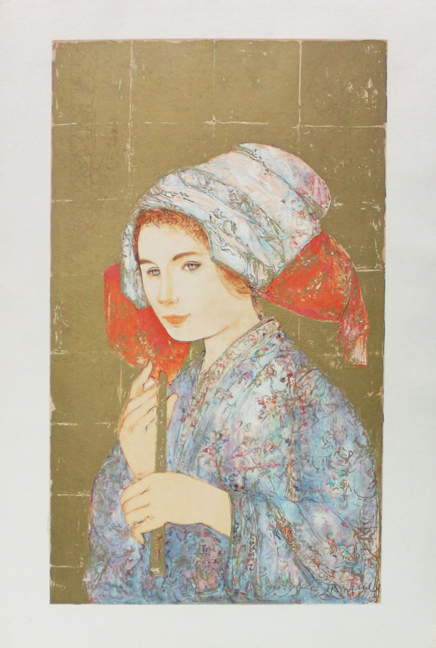 Edna Hibel - The Recorder: Artist: Edna Hibel Title: The Recorder Year: 1983 Dimensions: 20in. by 30in. Edition: From the rare limited edition Medium: Original lithograph on paper Condition: Excellent Signature Details: Hand