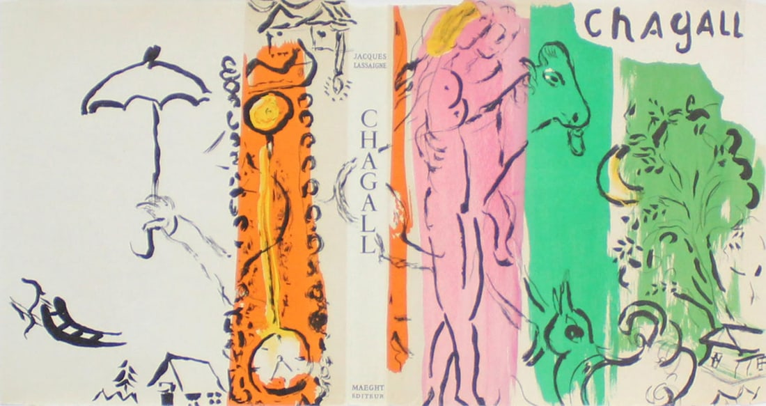 Marc Chagall - Chagall by Jaques Lassaigne Cover: Artist: Marc Chagall Title: Chagall by Jaques Lassaigne Cover Year: 1957 Dimensions: 17 1/2in. by 9 1/4in. Edition: From the Rare Limited Edition Publisher: Maeght Editeur Suite: Chagall Medium: