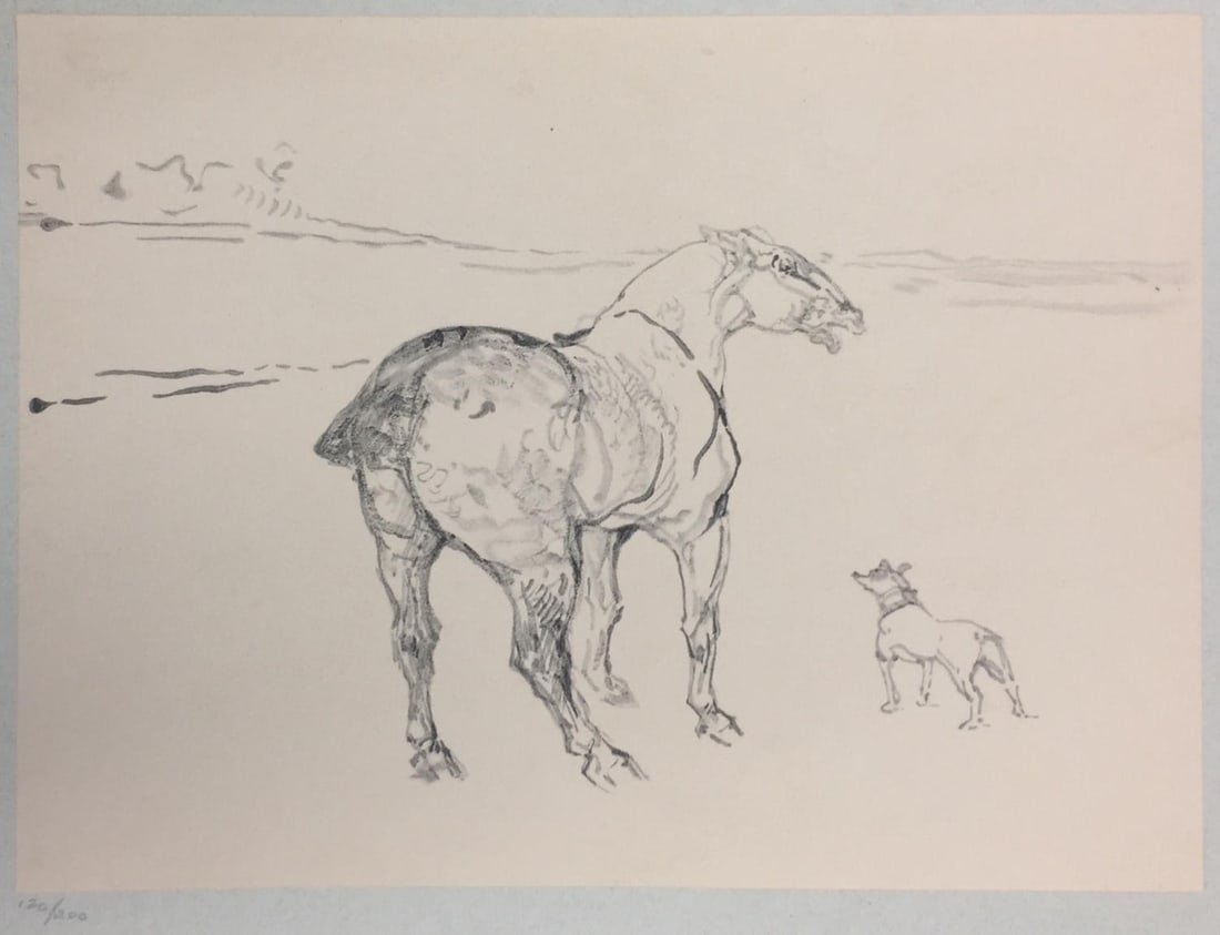 Henri Toulouse-Lautrec - Un Petit Cob et un Fox-Terrier: Artist: Henri Toulouse-Lautrec Title: Un Petit Cob et un Fox-Terrier Year: 1908 Dimensions: 9.5in. by 12 3/8in. Edition: From the Rare Limited Edition of 1950 Publisher: Labraire de France Suite: Au