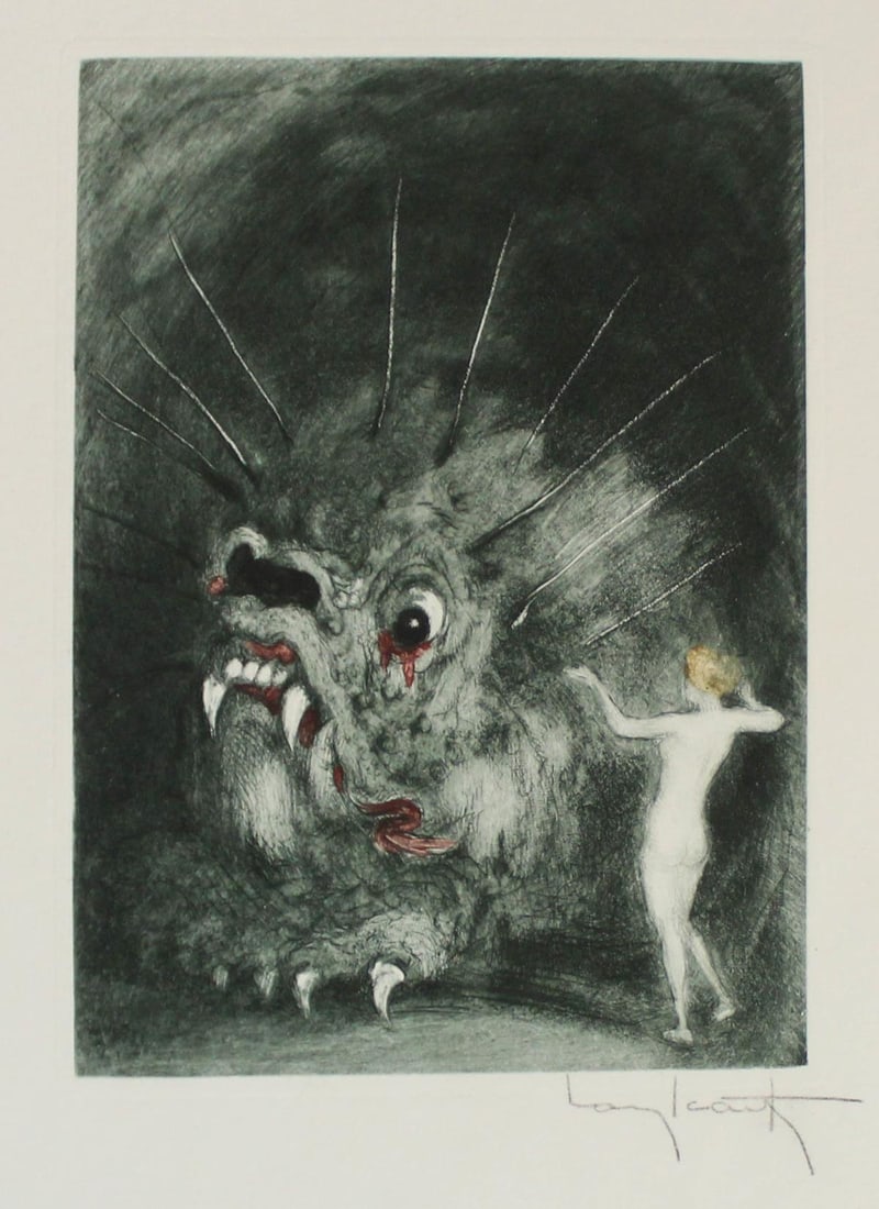 Louis Icart - Untitled IV from "Les Amours de Psyche de: Artist: Louis Icart Title: Untitled IV from "Les Amours de Psyche de Cupidon" Year: 1949 Dimensions: 13in. by 10in. Edition: From the rare limited edition of 150 Publisher: Editions de la Cite Suite: