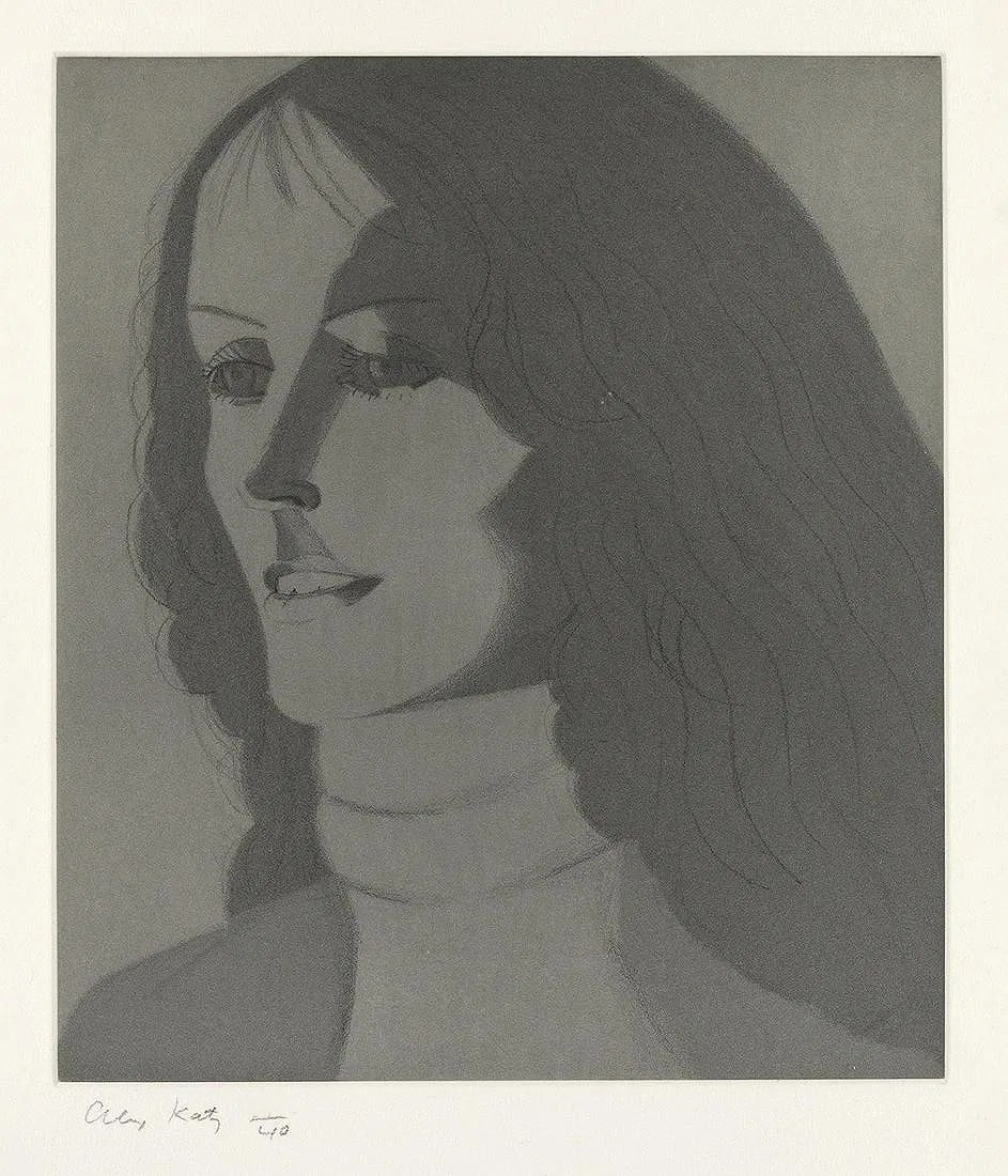 Alex Katz - Cynthia: Artist: Alex Katz Title: Cynthia Year: 1984 Dimensions: 18 1/8 x 15 1/2 in. Edition: 1 from the limited edition of 40 Publisher: Co-published by Marlborough Graphics, Inc., New York, and the artist