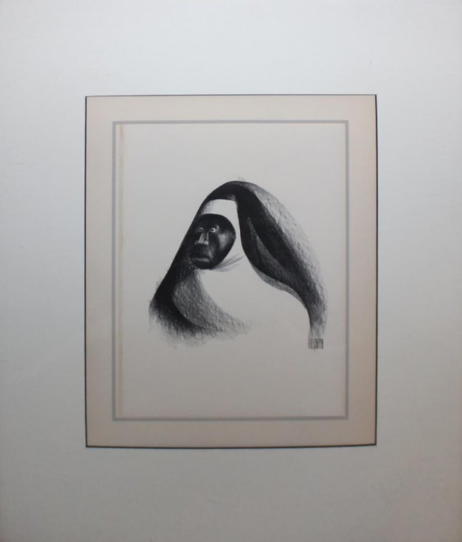 Al Hirschfeld - Ebony Sister: Artist: Al Hirschfeld Title: Ebony Sister Year: 1941 Dimensions: 12in. by 9.25in. Edition: From the rare limited edition of 1000 Suite: Harlem Medium: Lithograph on hand-made paper Condition: