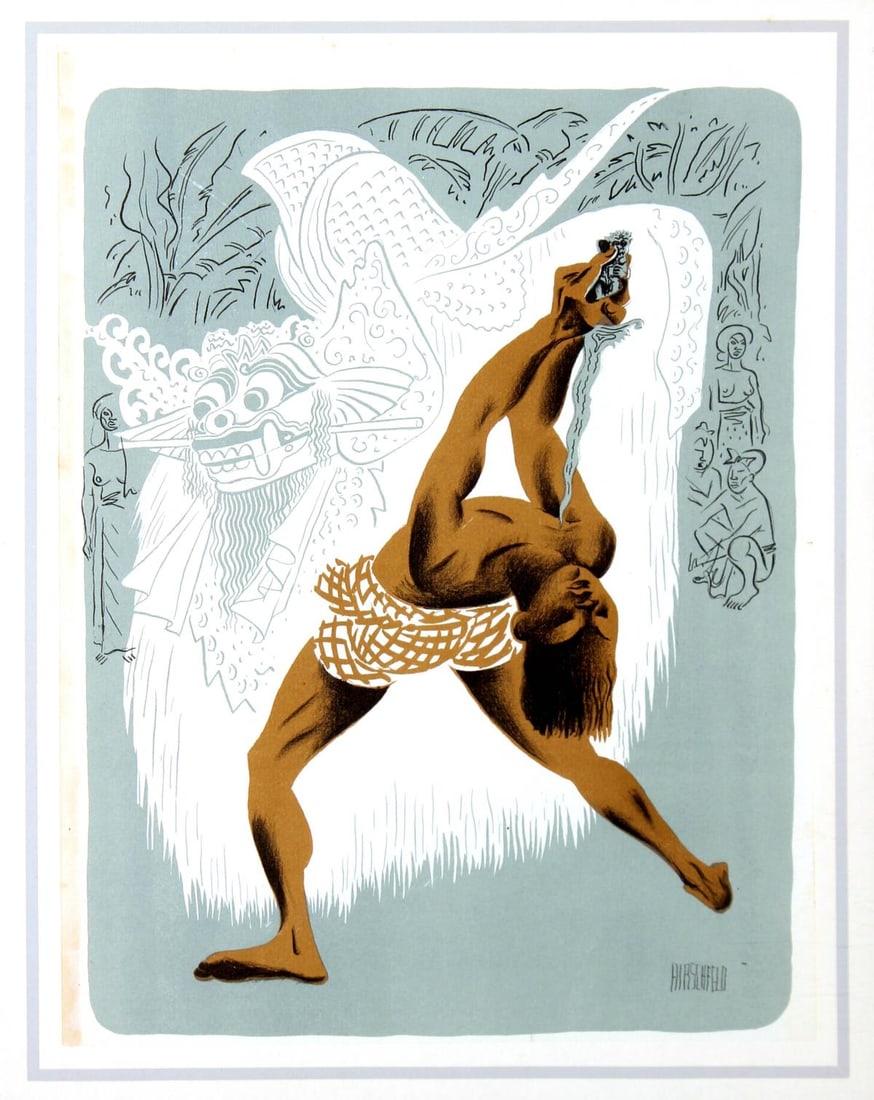 Al Hirschfeld - Kris Dancer Bali: Artist: Al Hirschfeld Title: Kris Dancer Bali Year: 1941 Dimensions: 18in. by 14.5in. Edition: From the rare limited edition of 1000 Publisher: Hyperion Press New York Suite: Harlem Medium: Original