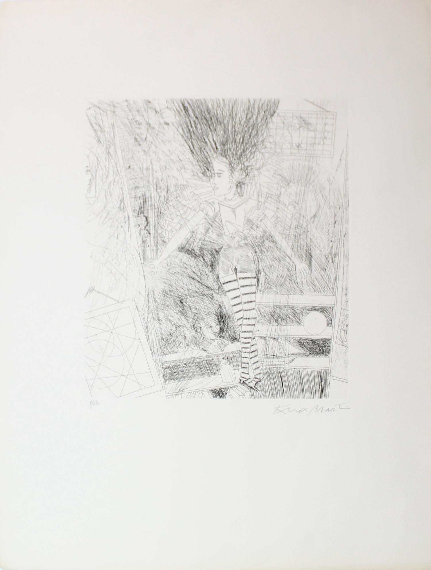 Knox Martin - Untitled: Artist: Knox Martin Title: Untitled Year: 1975 Dimensions: 19in. by 25in. Edition: From the Rare Limited Edition of L Medium: Original Etching Condition: Excellent Signature Details: Hand Signed by