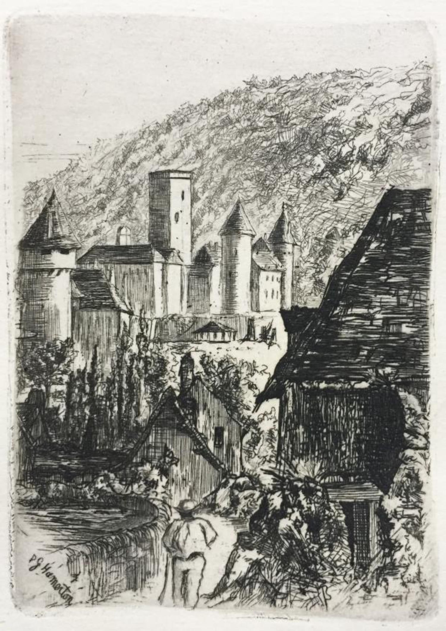 Philip Gilbert Hamerton - The Towers of Autun: Artist: Philip Gilbert Hamerton Title: The Towers of Autun Year: 1868 Dimensions: 6 5/8in. by 9 7/8in. Edition: From the Rare Limted Edition Publisher: MacMillan and Co. Suite: Etching and Etchers