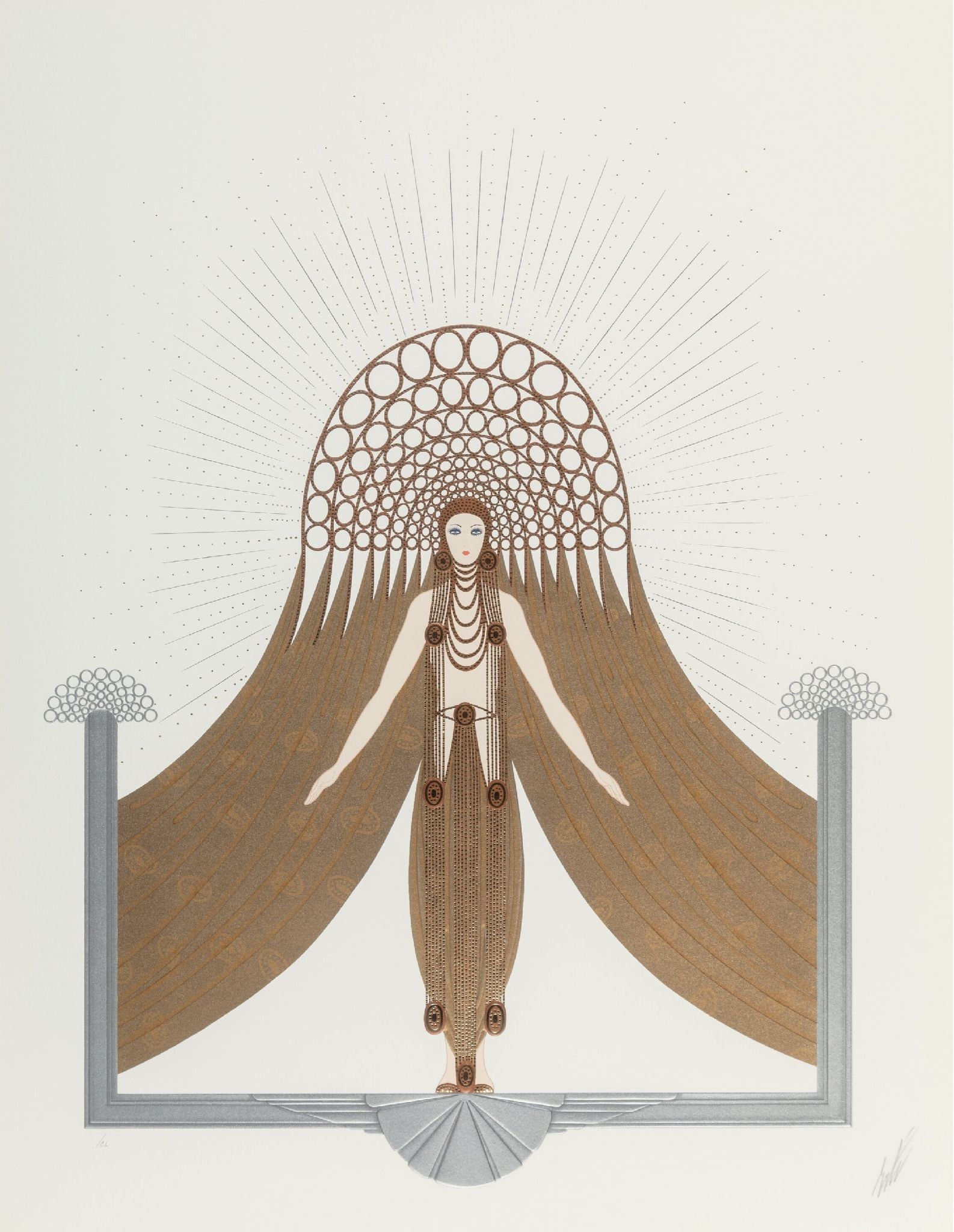 Erte - Circe: Artist: Erte Title: Circe Year: 1985 Dimensions: 33 1/2 x 24 1/2 in. Edition: from the limited edition of CL Publisher: Chalk & Vermilion Fine Arts, Ltd. Suite: The Myths Medium: Serigraph in colors