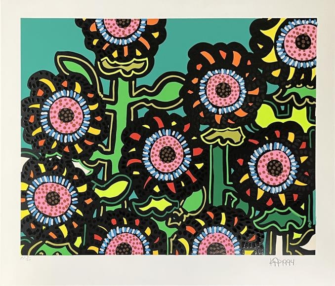 Kip Frace - Flowers II: Artist: Kip Frace Title: Flowers II Year: 1994 Dimensions: 33in. by 29.5in. Edition: From the rare Artist Proof Edition of 20 Medium: Embossed Screenprint on paper Condition: Excellent Signature