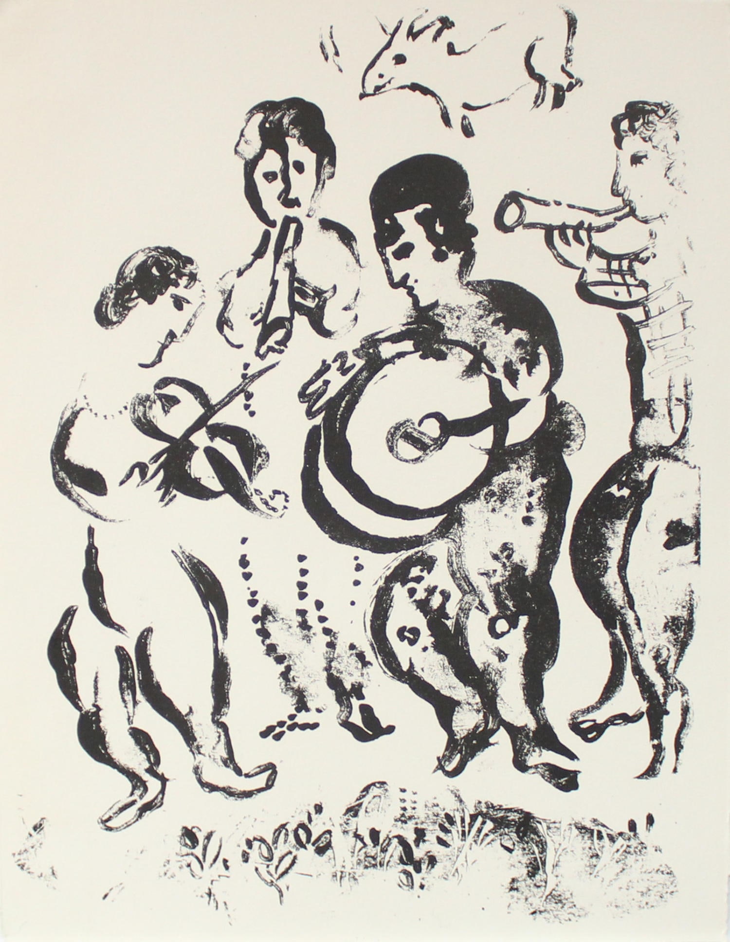 Marc Chagall - Musicians: Artist: Marc Chagall Title: De Luxe Cover of The Lithographs of Chagall Volume II Year: 1963 Dimensions: 12.75in. by 10in. Edition: From the rare limited edition of 150 Publisher: Atelier Mourlot