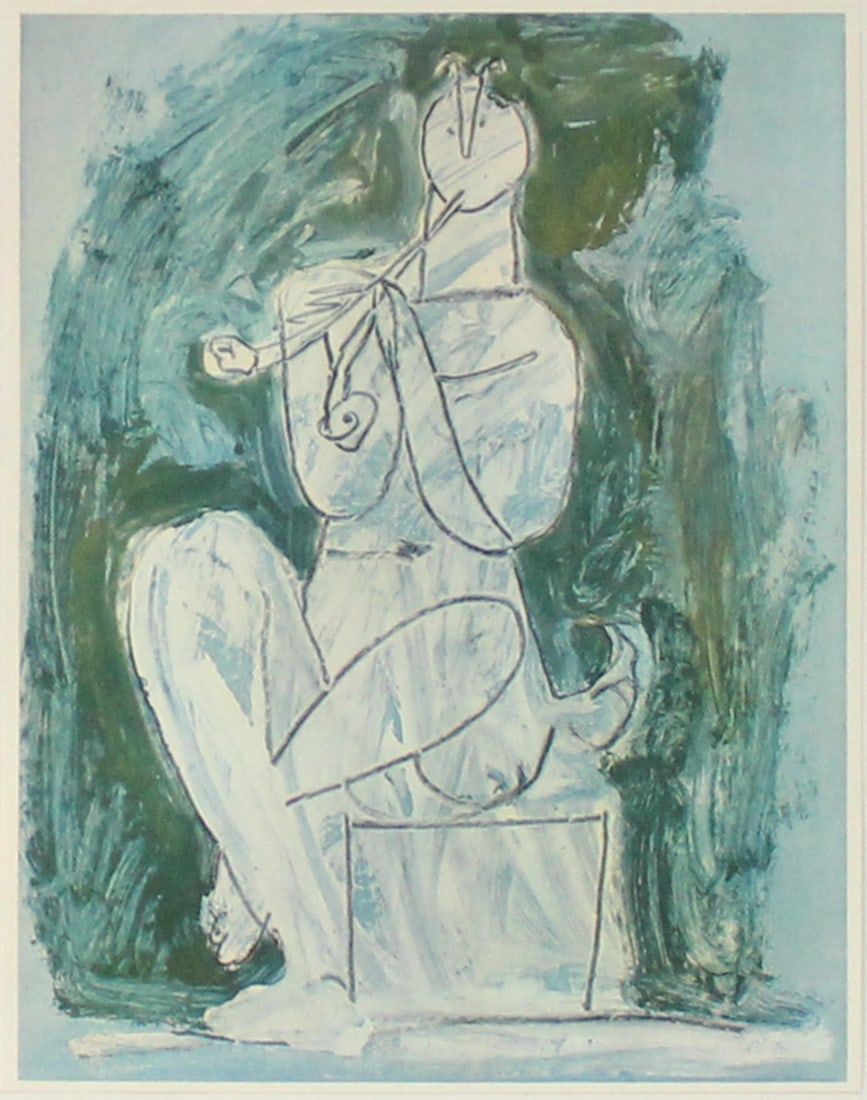 Pablo Picasso - Untitled (Faun with Double Flute II): Artist: Pablo Picasso Title: Untitled (Faun with Double Flute II) Year: 1948 Dimensions: 5 7/8in. by 7 1/2in. Edition: From the Rare Limited Edition Publisher: Verve Paris Suite: Couleur de Picasso