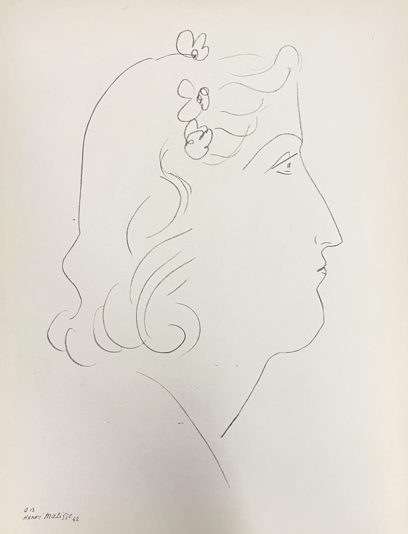 Henri Matisse (After) - Untitled (Portrait of Woman): Artist: Henri Matisse (After) Title: Untitled (Portrait of Woman) Year: 1943 Dimensions: 12 1/2in. by 9 1/2in. Edition: from the rare limited edition of 1000 Publisher: Martin Fabiani Editeur Suite: