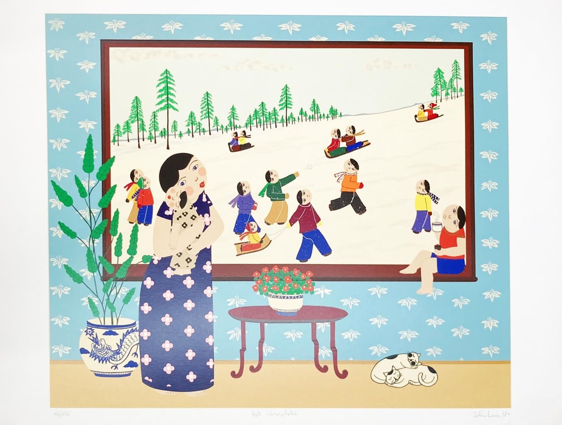John Lim - Hot Chocolate: Artist: John Lim Title: Hot Chocolate Dimensions: 22.5in. by 30in. Edition: Numbered from the Rare Limited Edition of 275 Medium: Lithograph in Colors on Paper Condition: Excellent Signature Details: