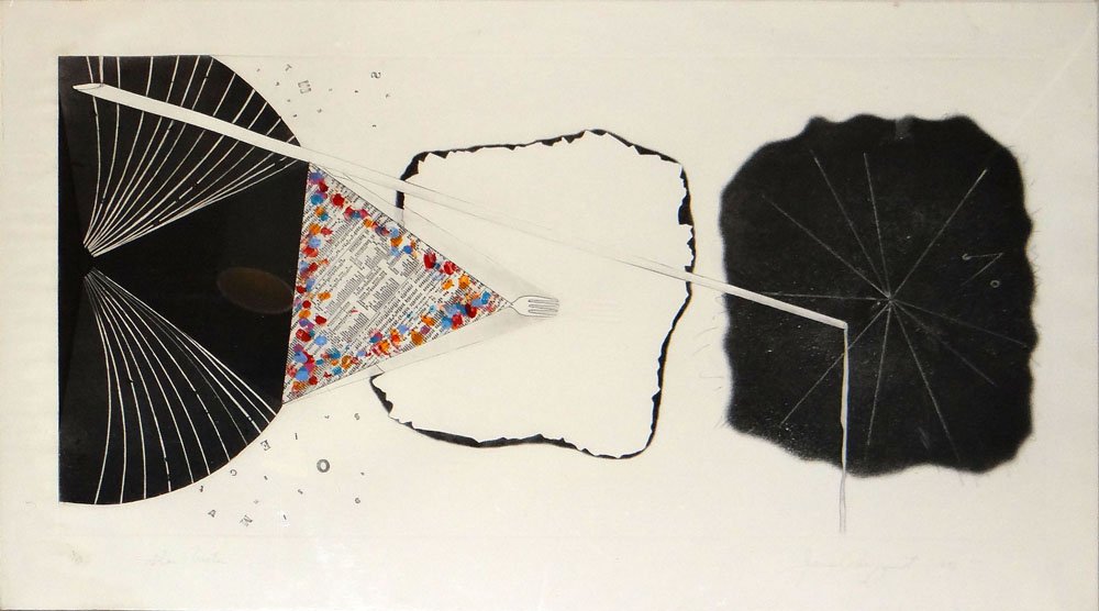 James Rosenquist "Star Proctor": Artist: James Rosenquist Title: Star Proctor Medium: Original etching, aquatint, embossing with hand coloring Year: 1978 Size: 23" x 40" Edition: Limited edition of 78 Catalogue: Glenn 130 <