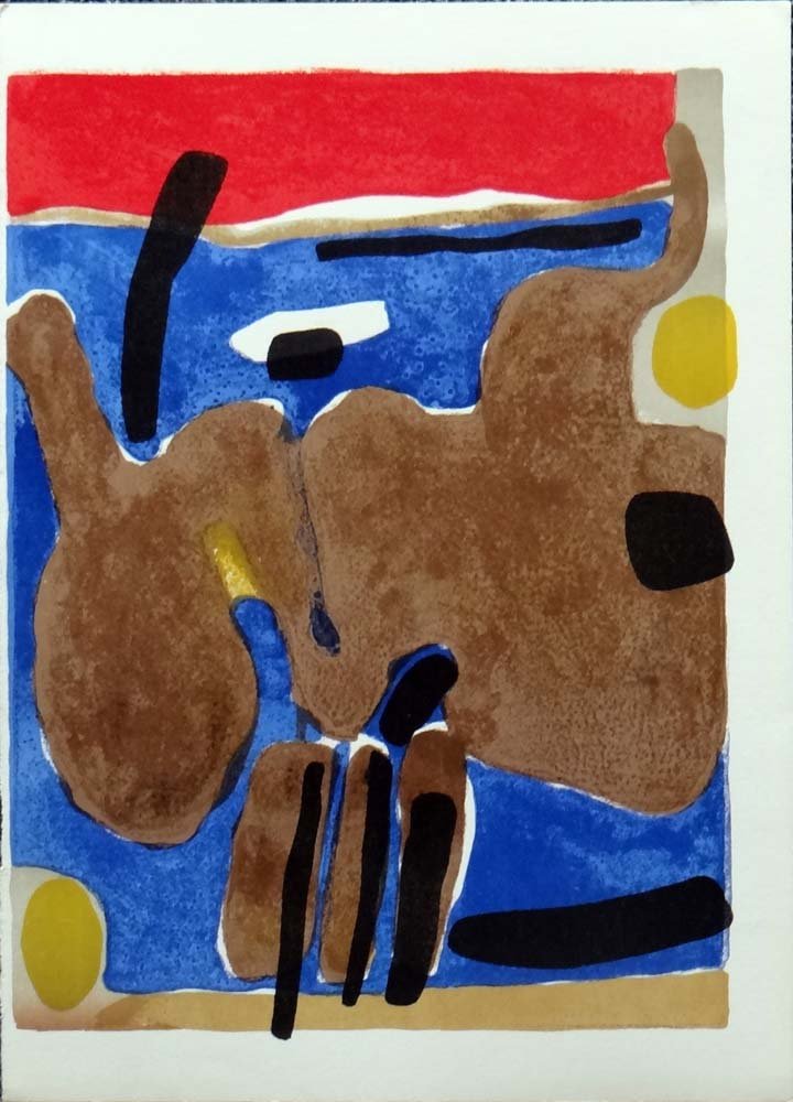 Maurice Esteve "Composition": Artist: Maurice Esteve Title: Composition Suite: Xxe Siecle Vol XI Year: 1958 Medium: Lithograph in colors on paper Edition: Limited edition of 575 Size: 14" x 10 1/2" Publisher: San Laz