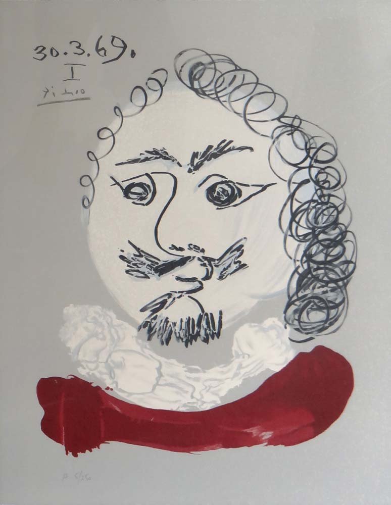Pablo Picasso "Les Portraits Imaginaires": Artist: Pablo Picasso Title: Untitled Suite: Les Portraits Imaginaires Year: 1959 Medium: Color lithograph Edition: From the limited edition of 250 Size: 26" x 20" Printer: Marcel Salina