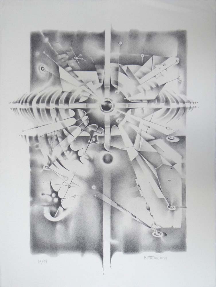 Lee Bontecou "Untitled (Atelier Project)": Artist: Lee Bontecou Title: Untitled Suite: The Atelier Project Year: 1986 Medium: Original lithograph on paper Edition: From the limited edition of 100 Size: 30" x 22" Signature: Hand s