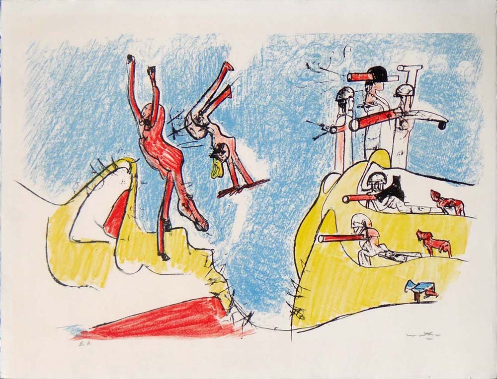 Roberto Matta "Had a Great Fall": Artist: Roberto Matta Title: Had a Great Fall Medium: Original lithograph in colors on paper Edition: EA aside from the limited edition Size: 19 3/4" x 26" Signature: Hand signed by the artist in penc