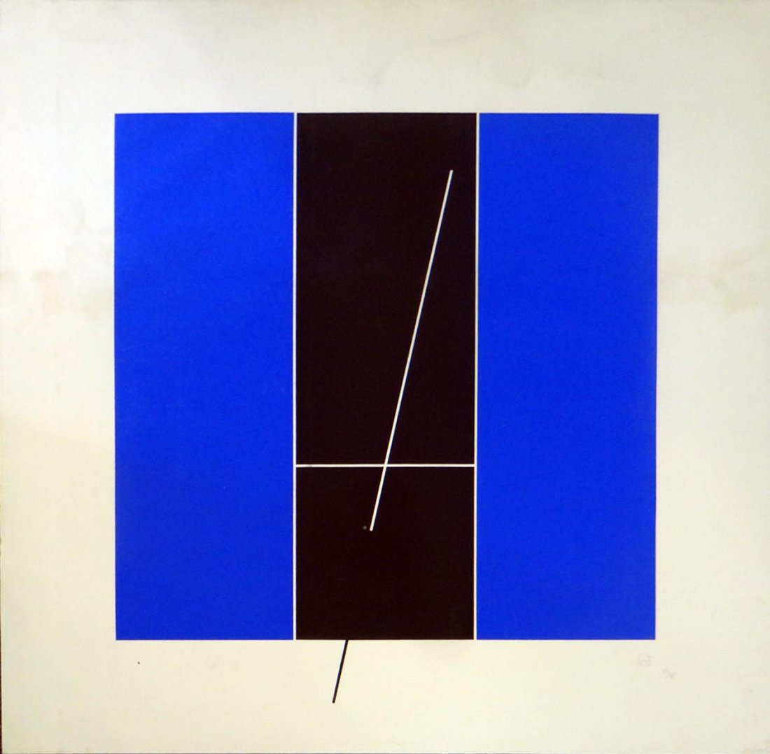 Jesus Raphael Soto "Composition 4": Artist: Jesus Raphael Soto Title: Composition 4 Year: 1973 Medium: Original etching with aquatint in colors Edition: From the limited edition of 95 Size: 37 1/2" x 37" Signature: Hand signed by
