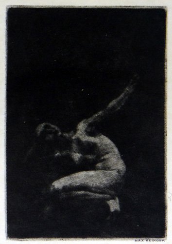Max Klinger "Kauernder Weiblicher Akt": Artist: William Strang Title: Landschaft Suite: Modern Graphic Arts Year: 1913 Medium: Etching on japon paper Edition: From the limited edition of 200 published by E.A. Seemann Size: 12" x 9 1/2