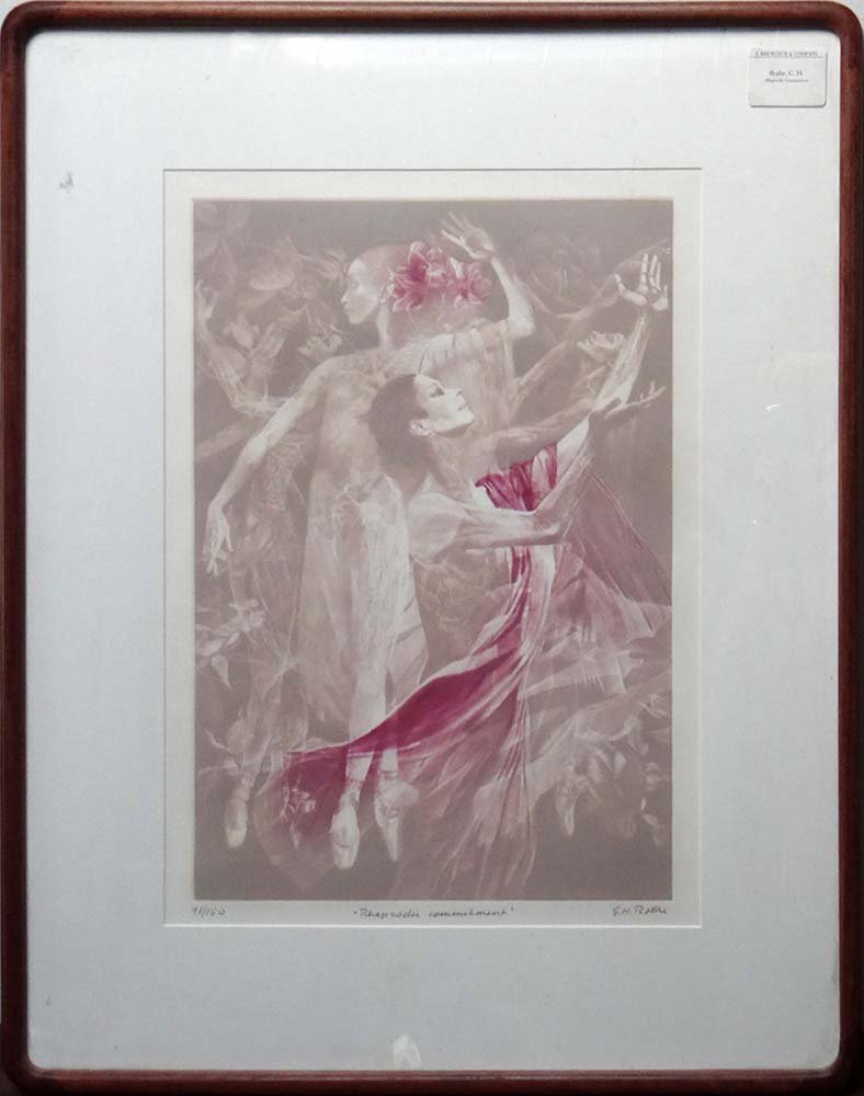 G.H. Rothe "Rhapsodic Commitment": Artist: G.H. Rothe Title: Rhapsodic Commitment Medium: Original mezzotint in colors on paper Edition: From the limited edition of 150 Size: 25" x 17" Signature: Hand signed in pencil COA pro