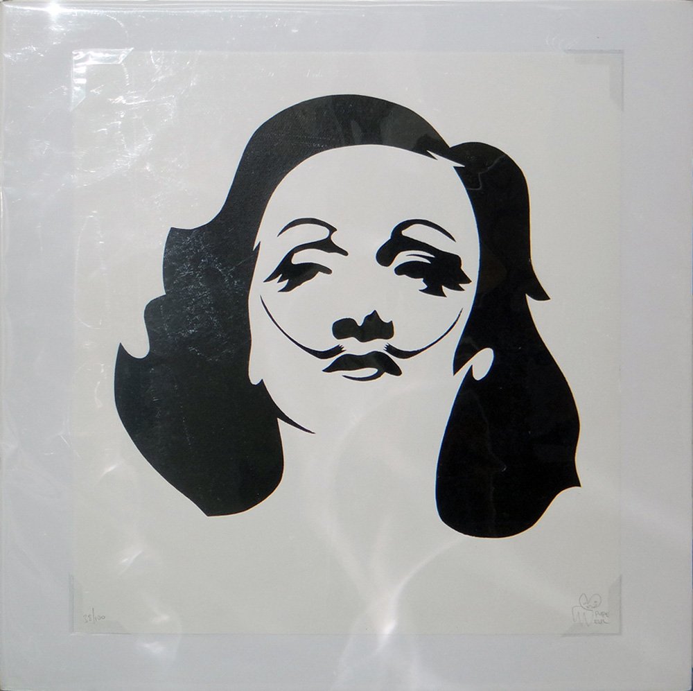 Pure Evil "Marlene Dali": Artist: Pure Evil Title: Marlene Dali Year: 2004 Medium: Original silkscreen on paper Edition: From the limited edition of 100 Size: 29 3/4 x 29 1/2" Signature: Hand signed by the artist in pencil
