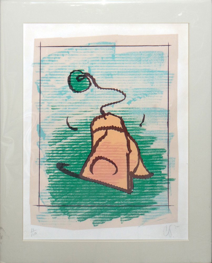 Claes Oldenburg "Tea Bag": Artist: Claes Oldenburg Title: Tea Bag Year: 1972 Medium: Original lithograph in colors on paper Edition: From the limited edition of 100 Size: 31" x 23" Signature: Hand signed by the artist in pencil