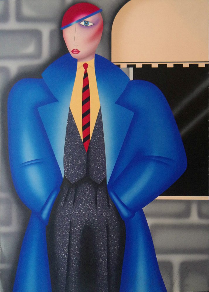 Robin Morris "Her New Blue Coat": Artist: Robin Morris Title: Her New Blue Coat Year: 1988 Medium: Original lithograph in colors on paper Edition: HC aside from the limited edition Size: 29 1/4" x 21 1/2" Signature: Hand signed by the
