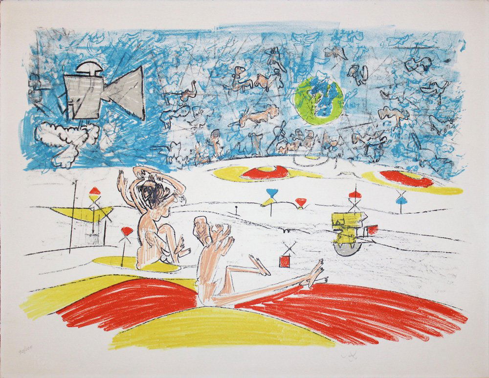 Roberto Matta, one plate from "Fog Gog Magog": Artist: Roberto Matta Title: Fog Gog Magog #5 Suite: Fog Gog Magog Year: 1971 Medium: Original lithograph in colors on Arches paper Edition: From the limited edition of 100 Size: 20" x 26" Signature: