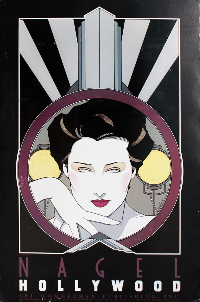 Patrick Nagel "Hollywood": Artist: Patrick Nagel Title: Hollywood Medium: Original lithographic poster in colors on paper Edition: From the limited edition Size: 36" x 24" Signature: Hand signed by the artist in ink COA provide