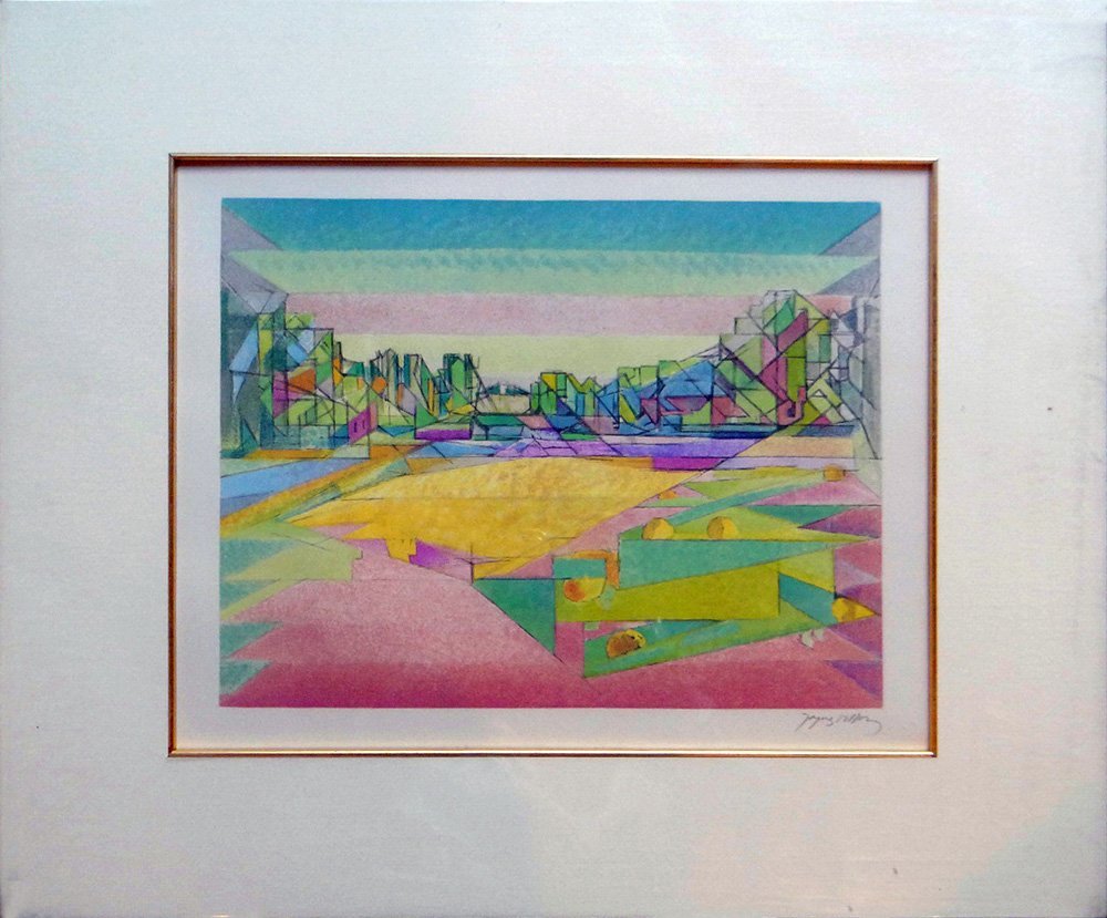 Jacques Villon "Le Potager aux Citrouilles": Artist: Jacques Villon Title: Le Potager aux Citrouilles Year: 1962 Medium: Original lithograph in colors on paper Edition: From the limited edition Printer: Mourlot, Paris Publisher: Louis Carre, Par