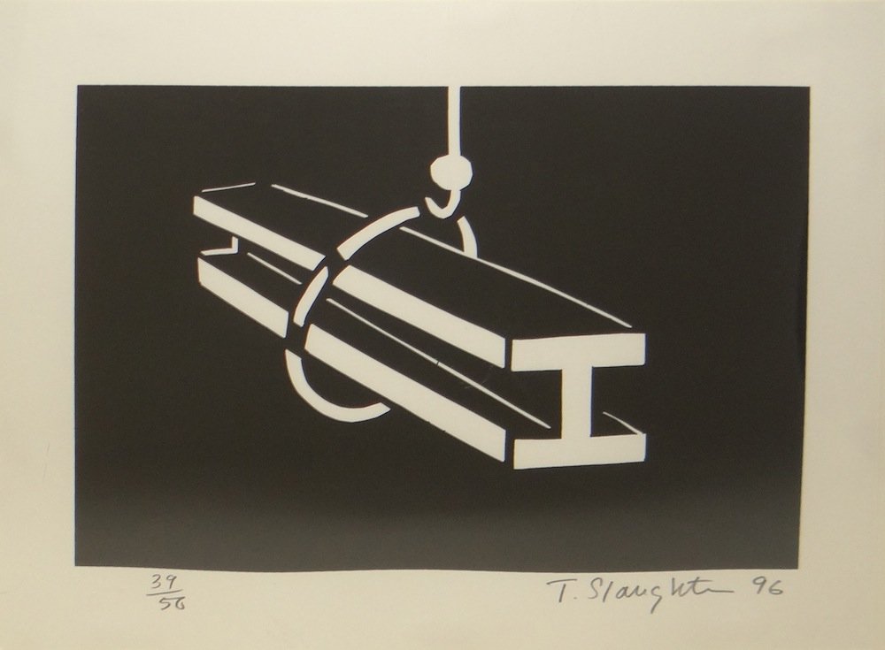 Tom Slaughter "I-Beam": Artist: Tom Slaughter Title: I-Beam Year: 1996 Medium: Original silkscreen on paper Edition: From the limited edition of 60 Size: 8 3/4" x 11 1/2" Signature: Hand signed by the artist in pencil COA pr