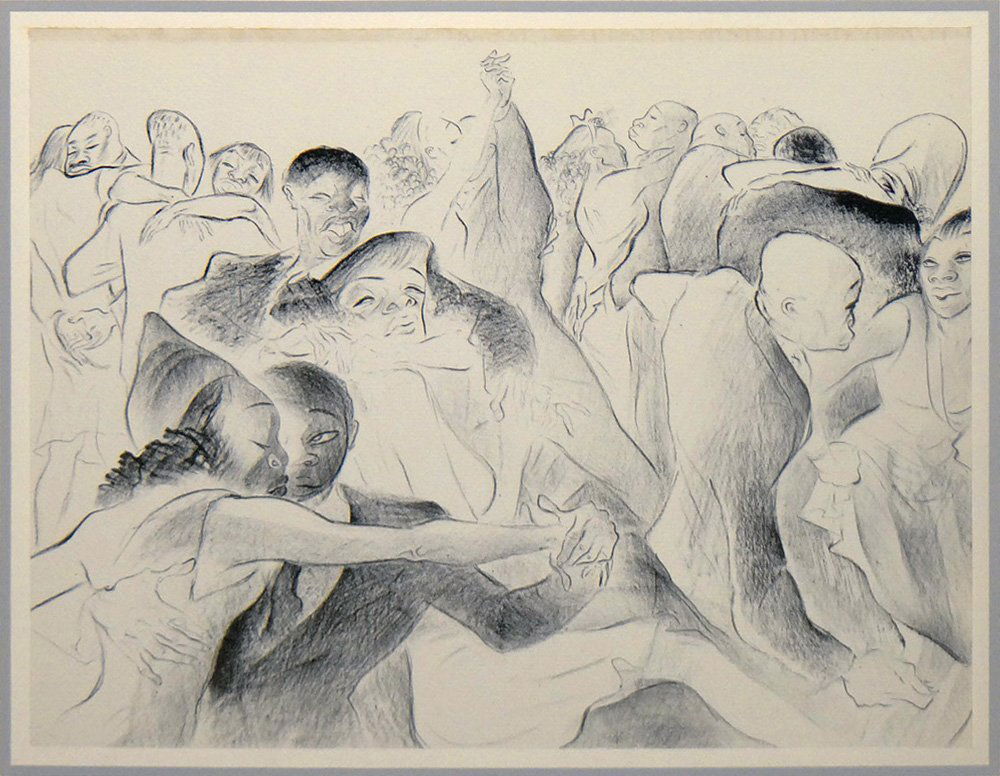 Al Hirschfeld "Slow Blues": Artist: Al Hirschfeld Title: Slow Blues Suite: Harlem as Seen by Hirschfeld Year: 1941 Medium: Original lithograph in colors on paper Edition: From the limited edition of 1000 Size: 9" x 12"COA provid