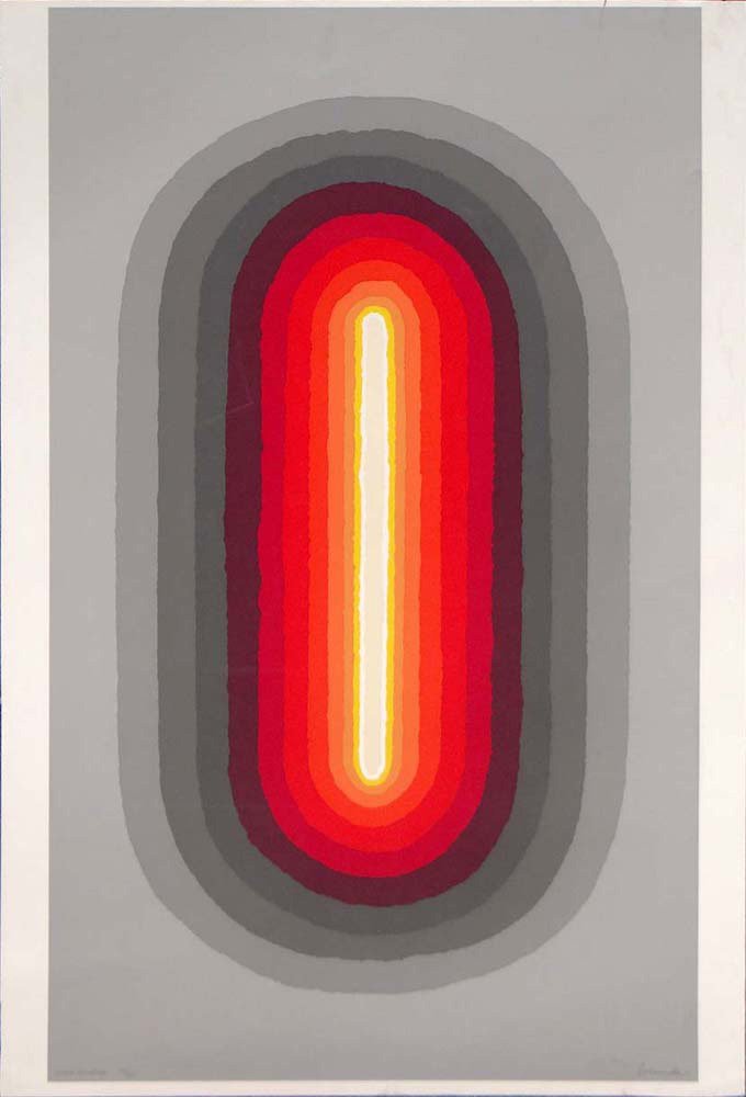 Arthur Secunda "Cosmic Radiation": Artist: Arthur Secunda Title: Cosmic Radiation Medium: Original serigraph on paper Size: 37 3/4” x 25 3/4” Edition: From the limited edition of 150 Year: c. 1970 Signature: Hand signed in pencil C