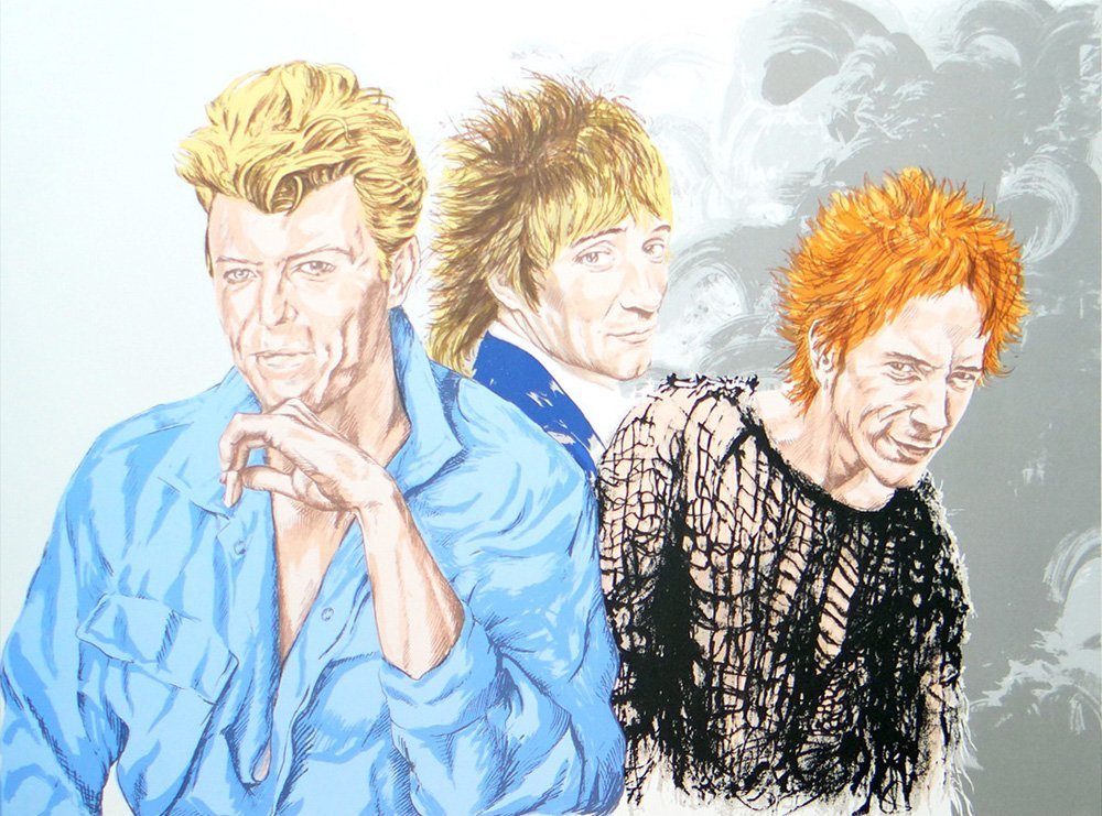 Ronnie Wood "Decades: 70's": Artist: Ronnie Wood Title: Decades: 70's Suite: Decades Year: 1987 Medium: Original silkscreen in colors on Rives BFK paper Edition: From the limited edition of 250 Size: 31 1/2" x 42 1/2" Signature: 
