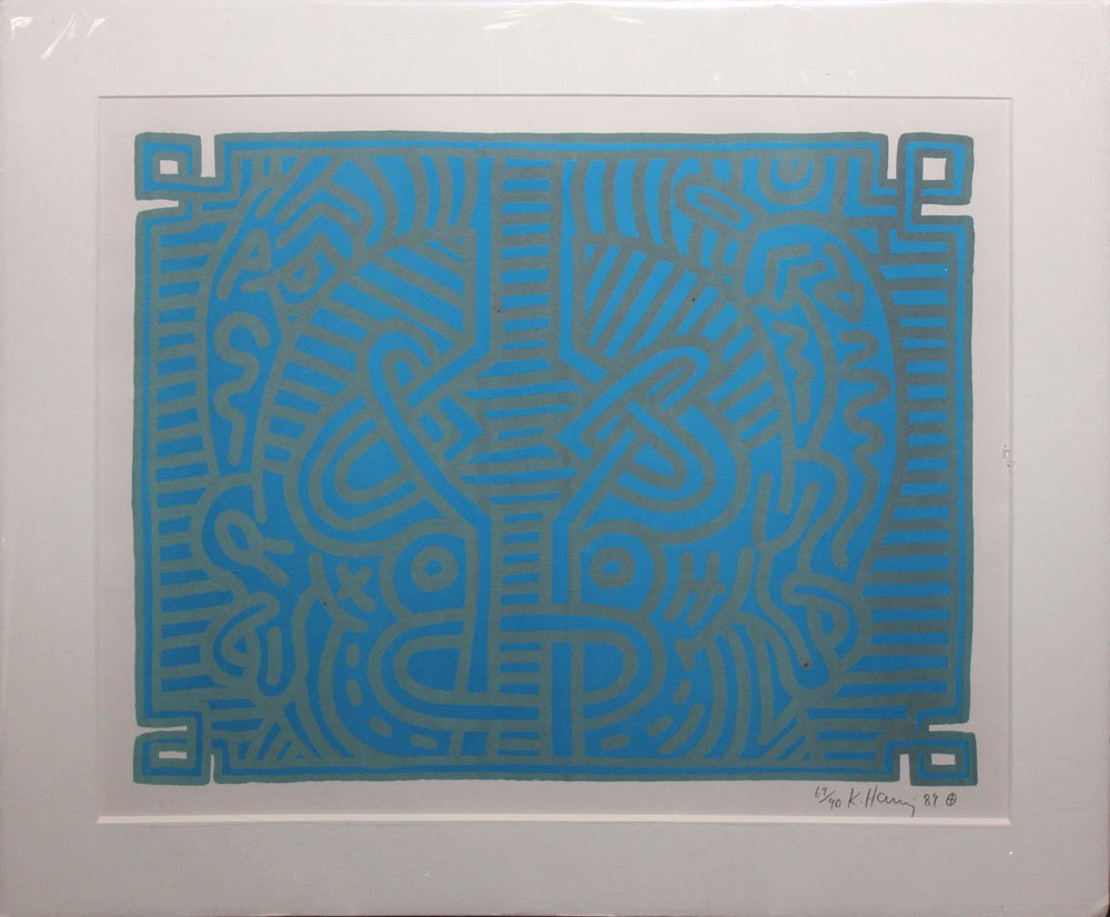 Keith Haring "Chocolate Buddha": Artist: Keith Haring Title: Chocolate Buddha Suite: Chocolate Buddha Year: 1989 Medium: Original lithograph in colors on paper Edition: From the EA limited edition of 15 Size: 22" x 27 3/4" Signature: