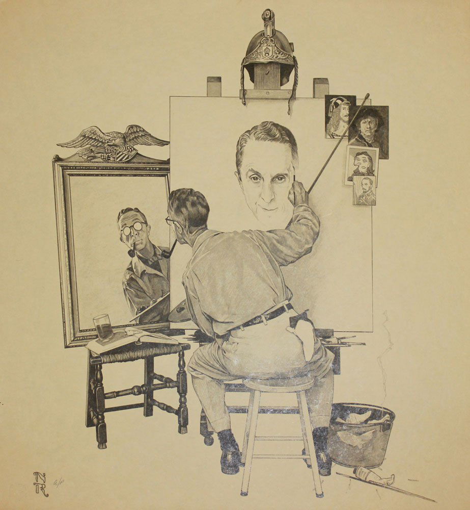 Norman Rockwell "Triple Self Portrait"