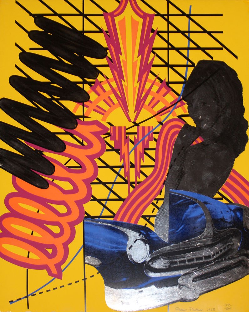 Peter Phillips "Custom Print I": Artist: Peter Phillips Title: Custom Print I Suite: Eleven Pop Artists Vol. 1 Year: 1965 Medium: Orignal silkscreen on reflective silver card Edition: From the limited edition of 200 Printer: Chiron P